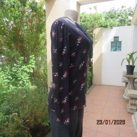 EDITION navy with flower posies cotton long sleeve T Shirt in size 38