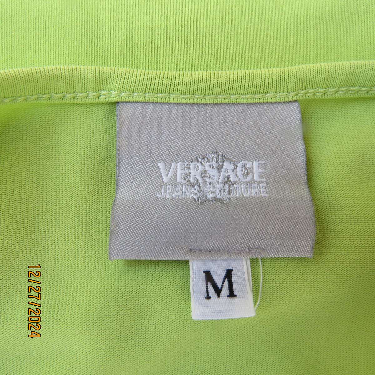 VERSACE jeans couture sheen green nylon  polyamide sleeveless top from ITALY.Size 32/34. New cond
