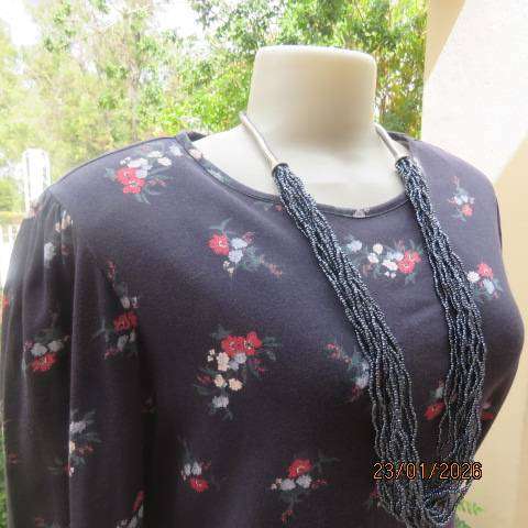 EDITION navy with flower posies cotton long sleeve T Shirt in size 38