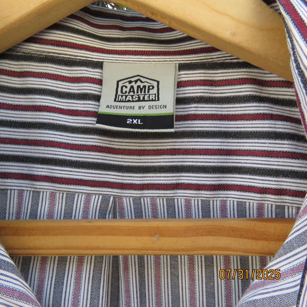 CAMPMASTER short sleeve vertical striped men's shirt size XXL