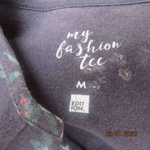 EDITION navy with flower posies cotton long sleeve T Shirt in size 38