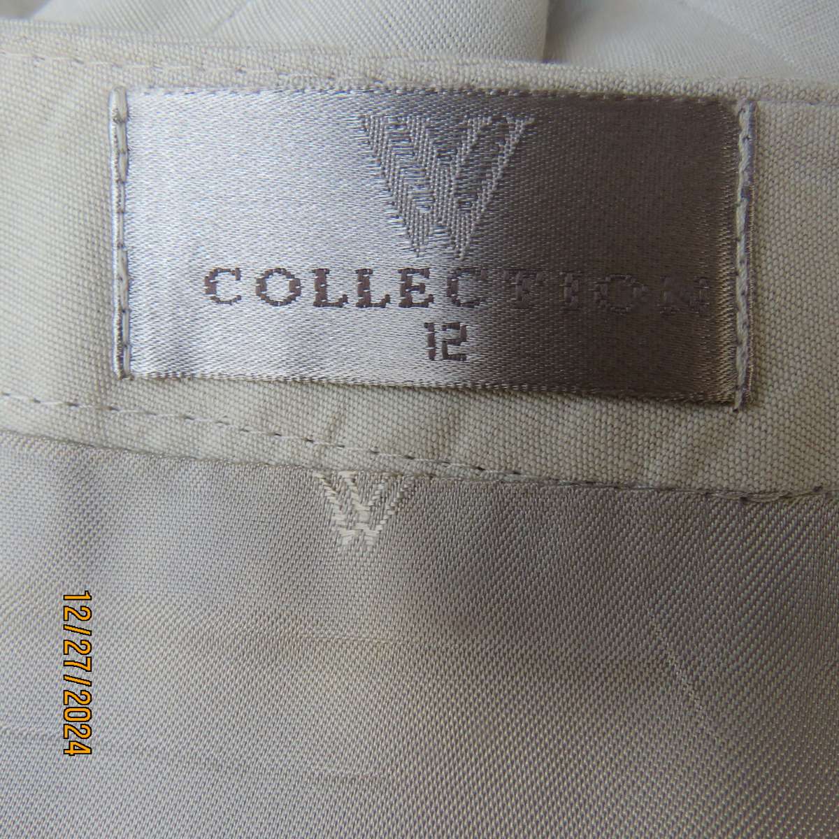 Superior linen/viscose blend fold over beige fully lined skirt by WOOLWORTHS size 36. New condition.