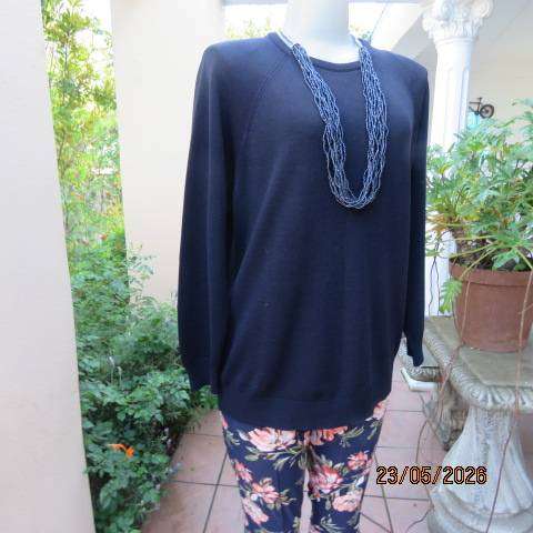 Woolworths navy knitted courtelle sweater with long raglan sleeves, size 40