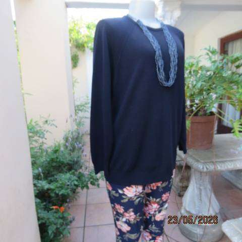 Woolworths navy knitted courtelle sweater with long raglan sleeves, size 40