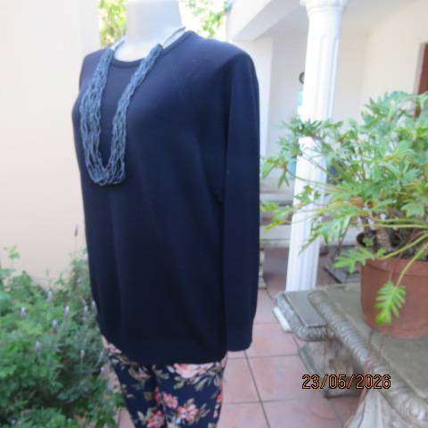Woolworths navy knitted courtelle sweater with long raglan sleeves, size 40
