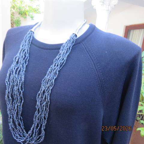Woolworths navy knitted courtelle sweater with long raglan sleeves, size 40