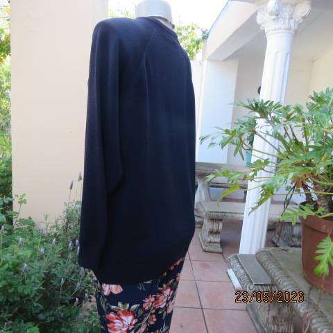 Woolworths navy knitted courtelle sweater with long raglan sleeves, size 40