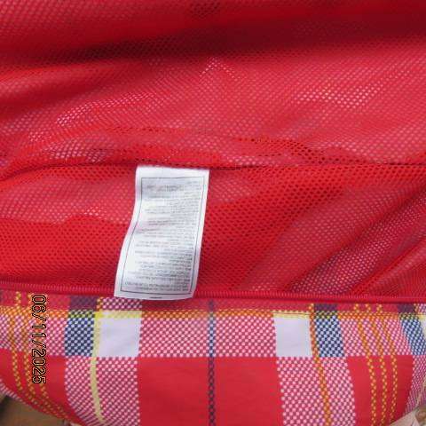 LACOSTE red and red-yellow-black check zip-up nylon hooded jacket size 38