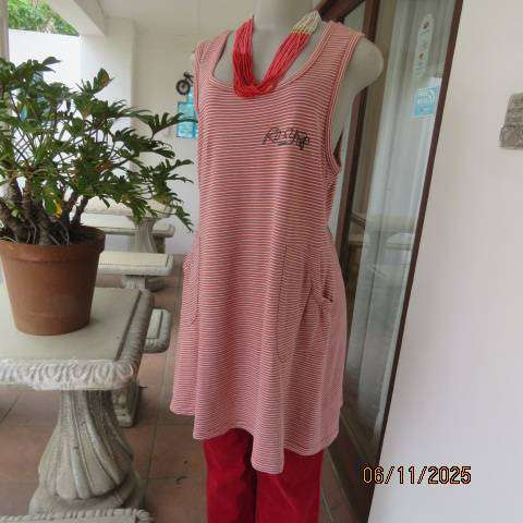 ROXY long slip over sleeveless polycotton stretch horizontal stretch top. Size 40.
