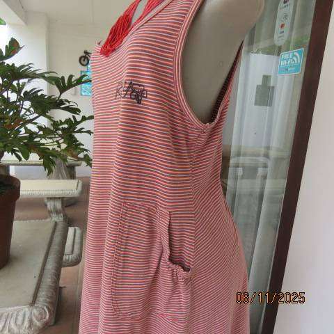 ROXY long slip over sleeveless polycotton stretch horizontal stretch top. Size 40.