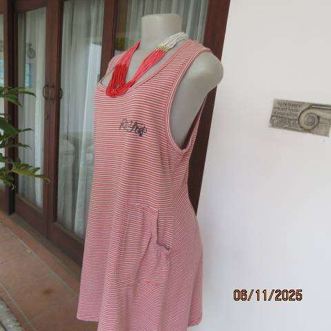 ROXY long slip over sleeveless polycotton stretch horizontal stretch top. Size 40.