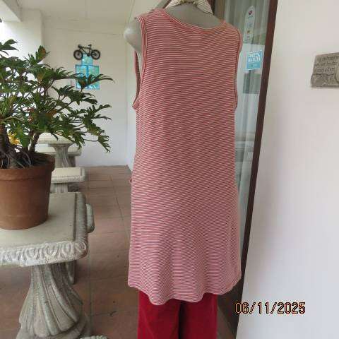 ROXY long slip over sleeveless polycotton stretch horizontal stretch top. Size 40.