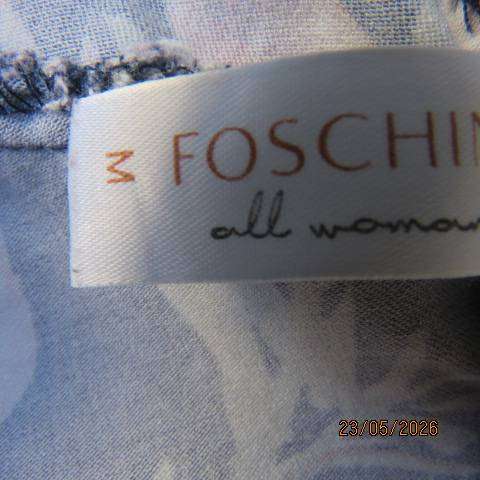 FOSHINI navy viscose-nylon stretch slim pants with crimson and white flowers, size 36