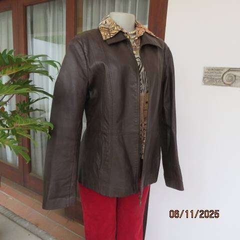 EXACT dark brown genuine napa leather zip-up jacket with collar. Size 40