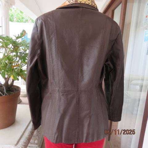 EXACT dark brown genuine napa leather zip-up jacket with collar. Size 40