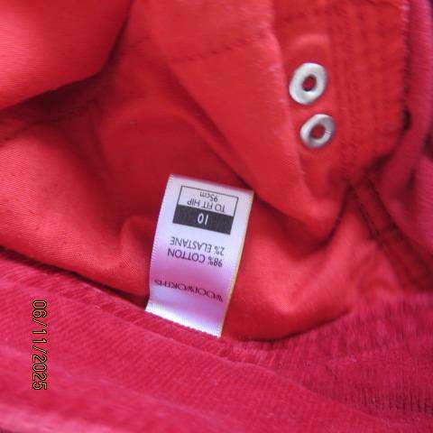 WOOLWORTHS chilli red corduroy stretch cotton bootcut pants size 34