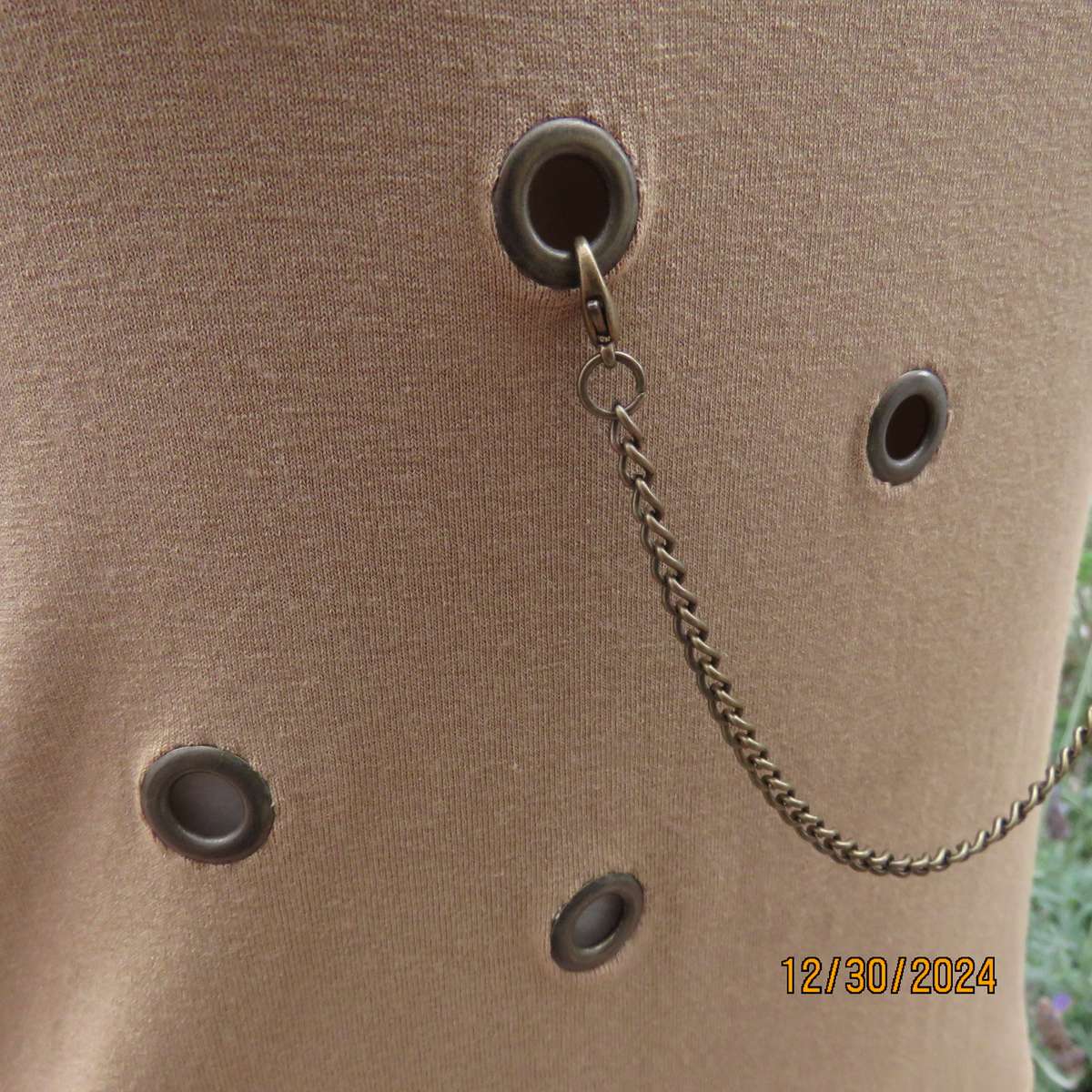 NICCI Paris granola colour slip over top with nylon mesh decoration. Size 34. Studded holes. As new