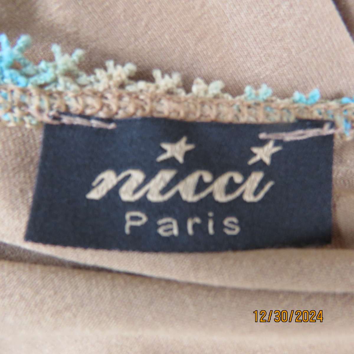 NICCI Paris granola colour slip over top with nylon mesh decoration. Size 34. Studded holes. As new