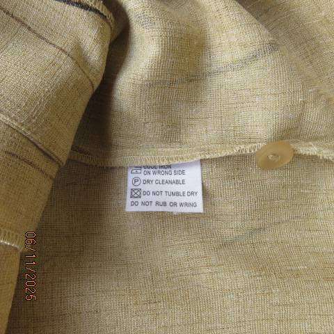 Rich cream textured polyester button down top with brown print. Size 38-40