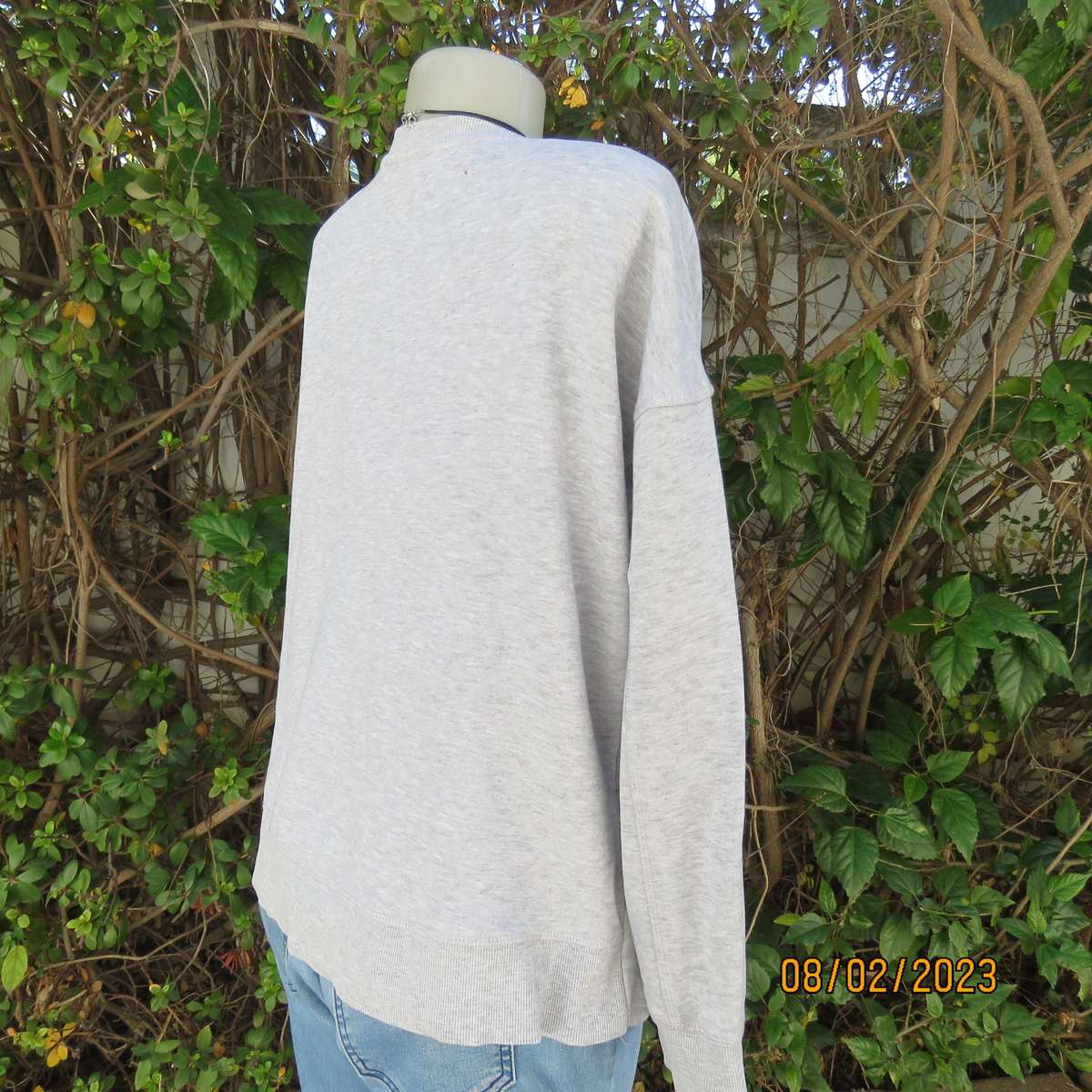 REFINERY warm long sleeve light grey slip over cotton-viscose size 40 top.