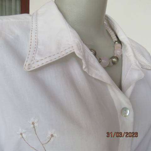 WOOLWORTHS white cotton embroidered long sleeve shirt size 46