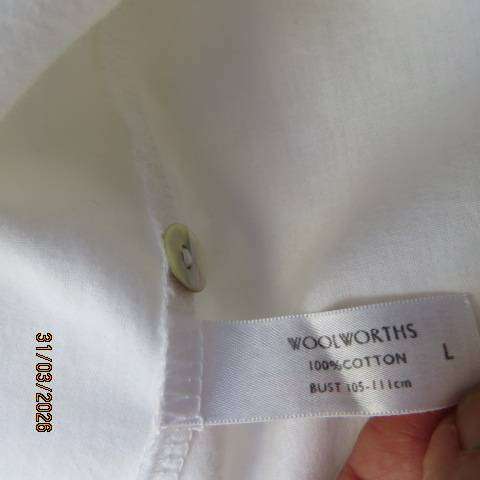 WOOLWORTHS white cotton embroidered long sleeve shirt size 46