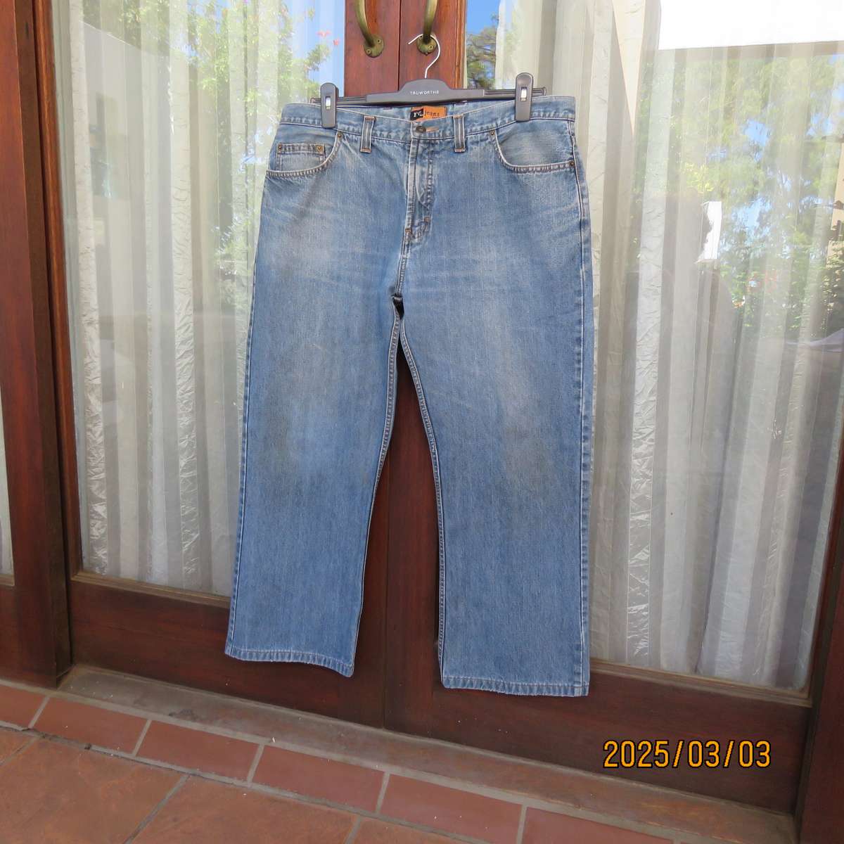 WOOLWORTHS pure cotton blue denim jeans size 38. Pockets back-front. Inner leg 74cm.