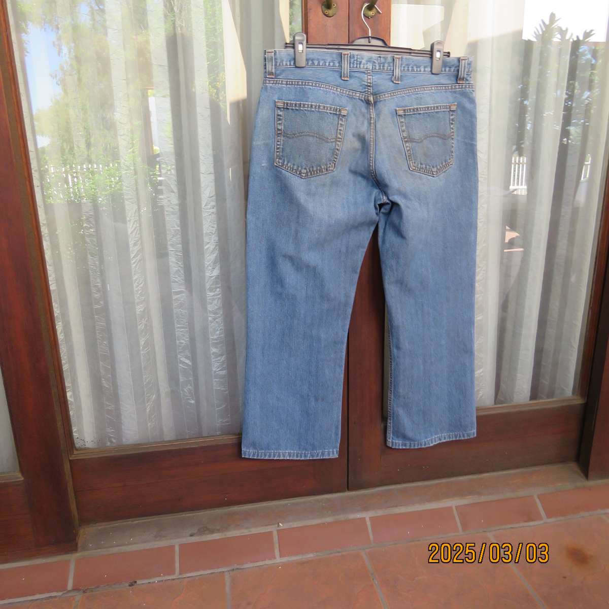 WOOLWORTHS pure cotton blue denim jeans size 38. Pockets back-front. Inner leg 74cm.