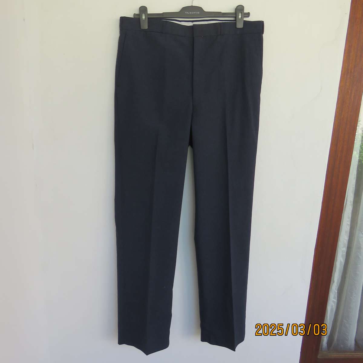 As new dark blue straight legged dress pants size 38 by ENSIGN Clothing. Side pockets. 1 at back.