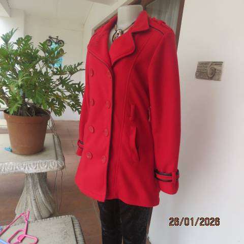 BOHEMIAN CHIC cherry red winters polyester fully lined jacket with belt. Size 36