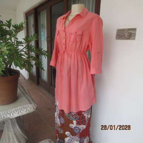 Maternity cool polycotton apricot colour empire elasticated waist long top size 40-42