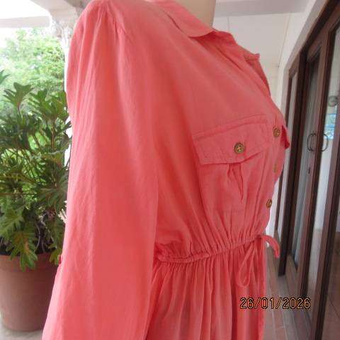Maternity cool polycotton apricot colour empire elasticated waist long top size 40-42