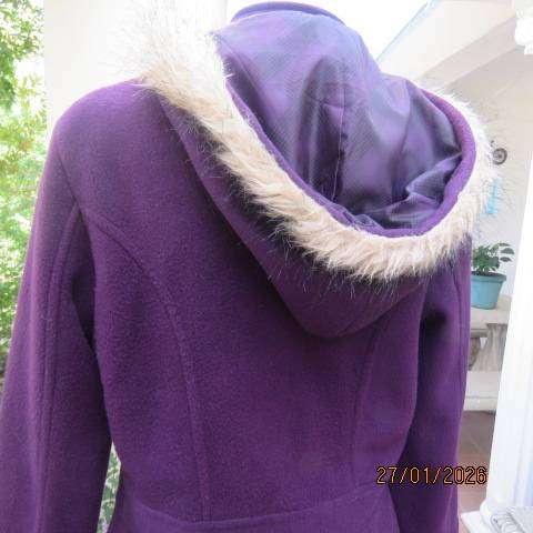 BOHEMIAN CHIC dark purple 100% washable lined polyester hooded jacket size 36-38