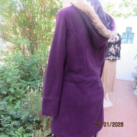 BOHEMIAN CHIC dark purple 100% washable lined polyester hooded jacket size 36-38