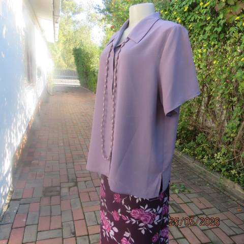 Arezzo Heather Purple Short Sleeve Button-Down Crepe Polyester Top - Size 42