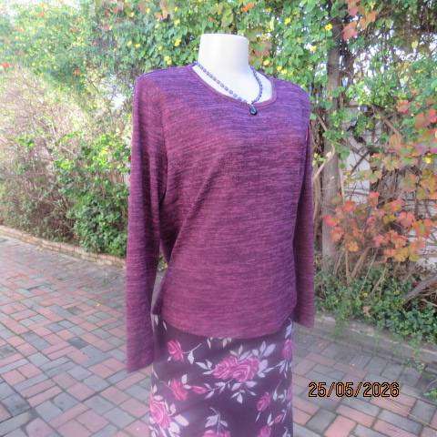 FIX purple long sleeve viscose-polyester stretch slip-over top size 38