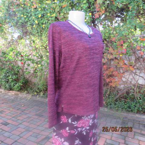 FIX purple long sleeve viscose-polyester stretch slip-over top size 38