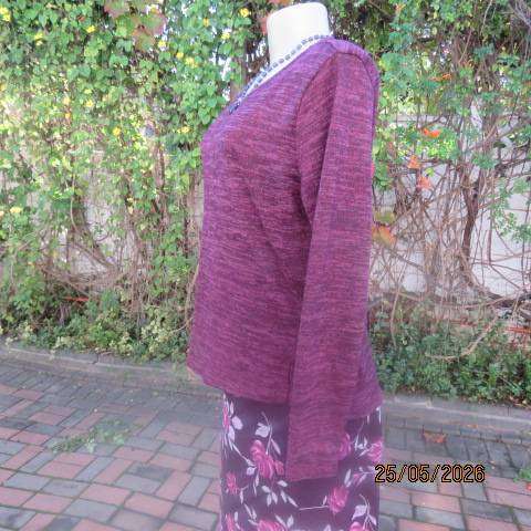 FIX purple long sleeve viscose-polyester stretch slip-over top size 38