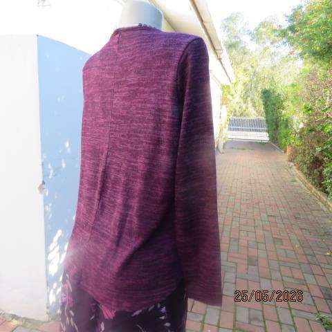 FIX purple long sleeve viscose-polyester stretch slip-over top size 38