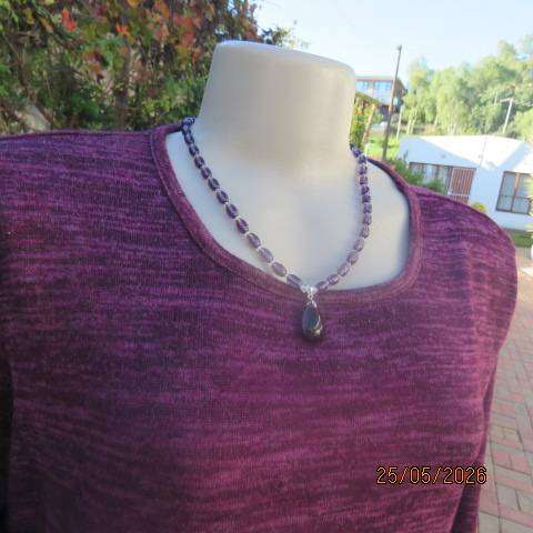 FIX purple long sleeve viscose-polyester stretch slip-over top size 38