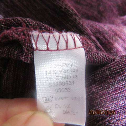 FIX purple long sleeve viscose-polyester stretch slip-over top size 38