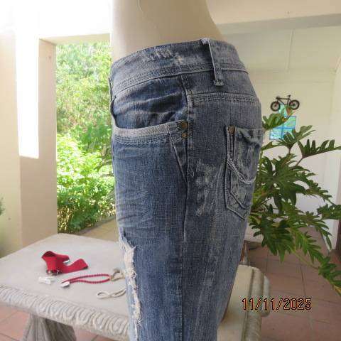 Outback red blue denim distressed bootleg low rise jeans size 36