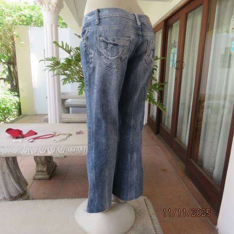 Outback red blue denim distressed bootleg low rise jeans size 36