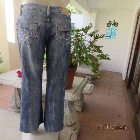 Outback red blue denim distressed bootleg low rise jeans size 36