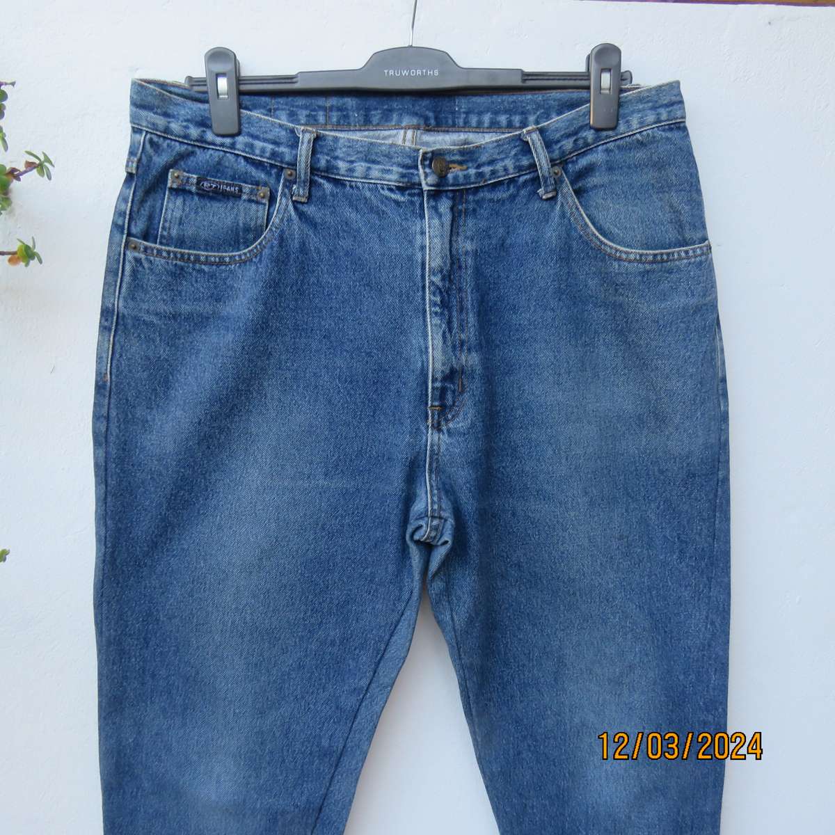 OPEN TRAILS blue denim ankle length men's 100% cotton jeans. Size 38