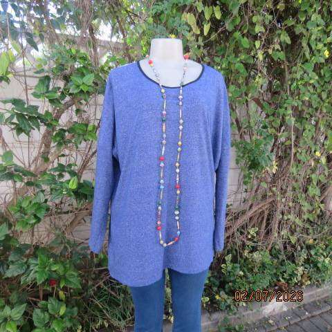 Woolworths cobalt blue long sleeve slip over top with short back zip, size 46