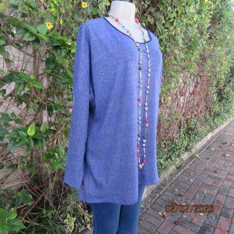 Woolworths cobalt blue long sleeve slip over top with short back zip, size 46