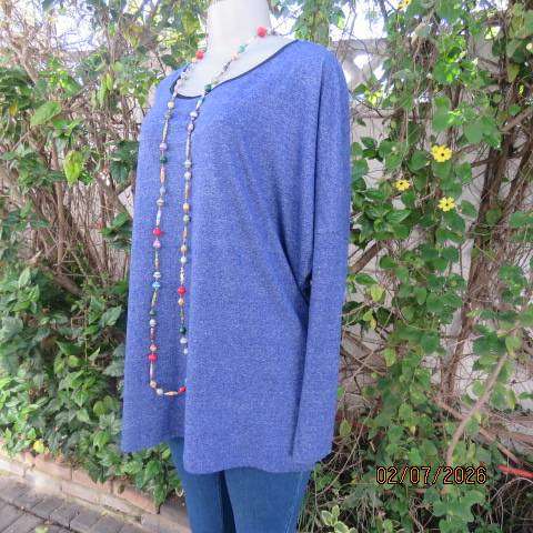 Woolworths cobalt blue long sleeve slip over top with short back zip, size 46