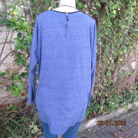 Woolworths cobalt blue long sleeve slip over top with short back zip, size 46