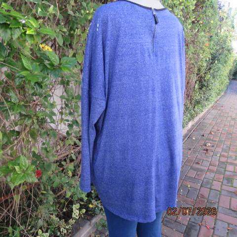 Woolworths cobalt blue long sleeve slip over top with short back zip, size 46